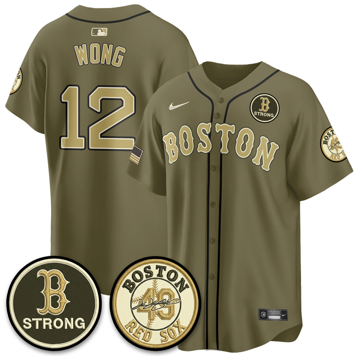 BOS New Era Olive 2026 Armed Forces Day Jersey - All Stitched-DTD