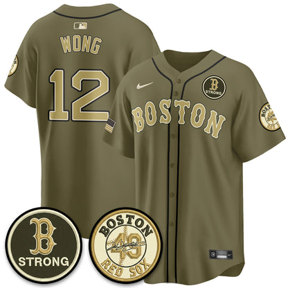BOS New Era Olive 2026 Armed Forces Day Jersey - All Stitched-DTD
