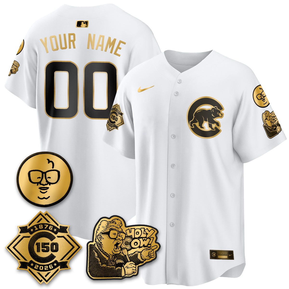 CHC 150th Anniversary Harry Caray Holy Cow Vapor Premier Limited Custom Jersey - All Stitched V3-DTD