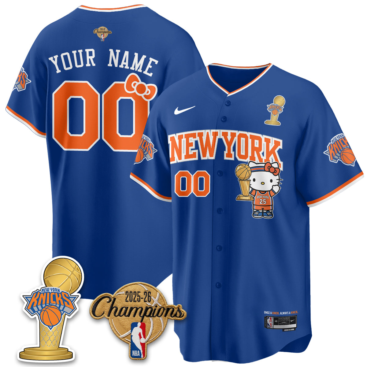 NYK 2026 NBA Champions x Meow Kitty Vapor Custom Jersey - Stitched-DTD