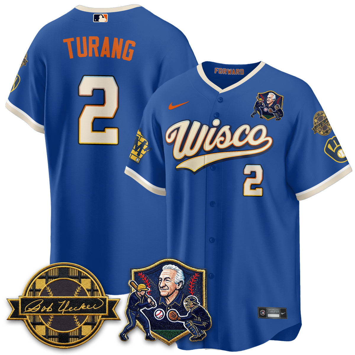 MIL Bob Uecker - 54 SSs for Brewers' Vapor Limited City Connect Jersey - All Stitched-DTD