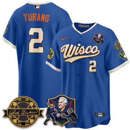 MIL Bob Uecker - 54 SSs for Brewers' Vapor Limited City Connect Jersey - All Stitched-DTD
