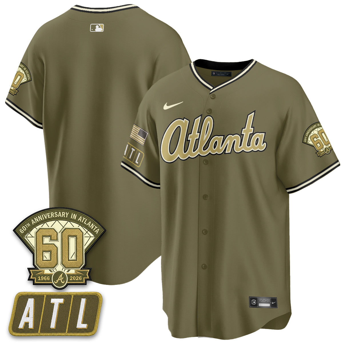 ATL New Era Olive 2026 Armed Forces Day Vapor Limited Jersey - All Stitched-DTD
