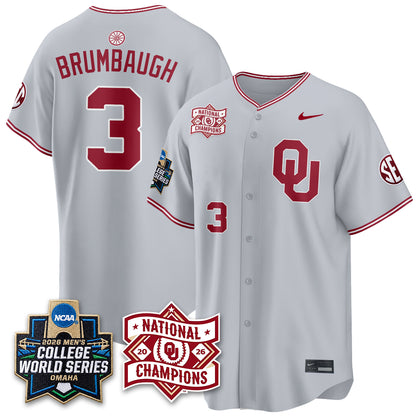 OU 2026 NCAA Baseball College World Series Champions Vapor Jersey - Stitched-DTD