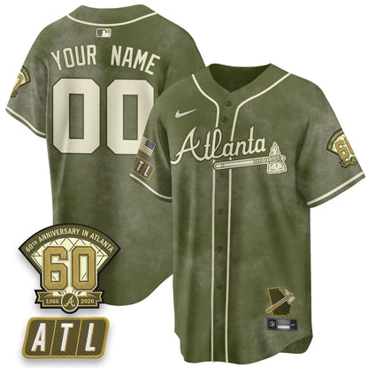 ATL New Era Olive 2026 Armed Forces Day Vapor Limited Custom Jersey - All Stitched-DTD