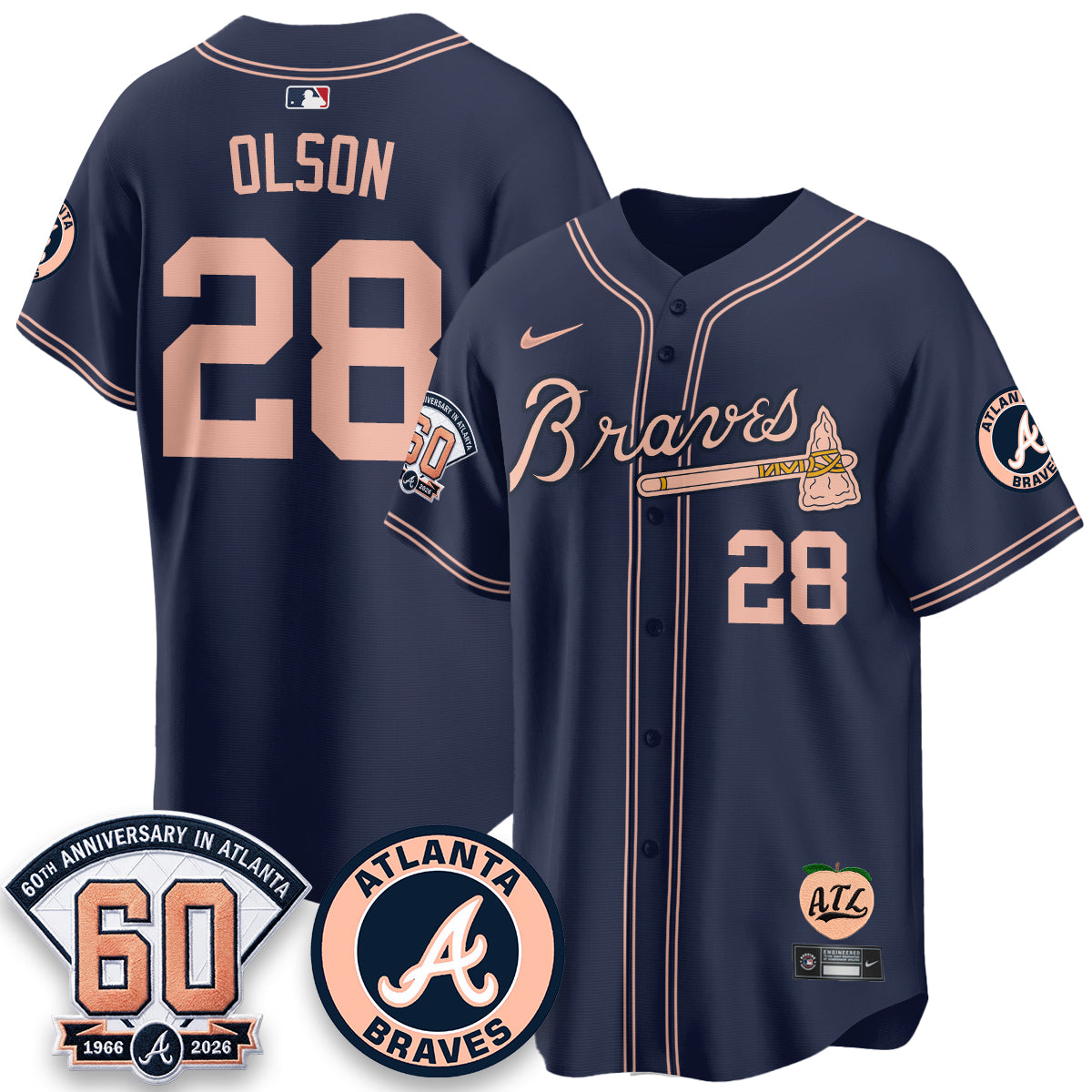ATL 60th Anniversary Peach Edition Vapor Premier Limited Jersey - All Stitched-DTD