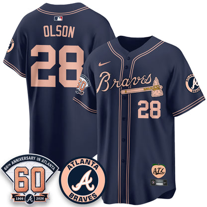 ATL 60th Anniversary Peach Edition Vapor Premier Limited Jersey - All Stitched-DTD