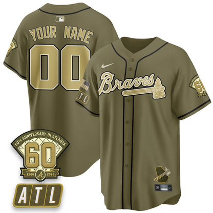 ATL New Era Olive 2026 Armed Forces Day Vapor Limited Custom Jersey - All Stitched-DTD