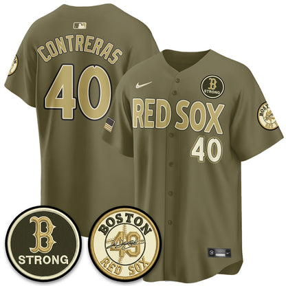 BOS New Era Olive 2026 Armed Forces Day Jersey - All Stitched-DTD