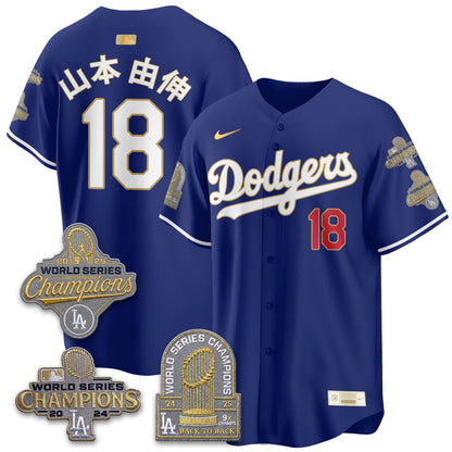 LAD Gold Collection Stadium Vapor Limited Jersey - Back to Back 9x Champs - All Stitched-DTD