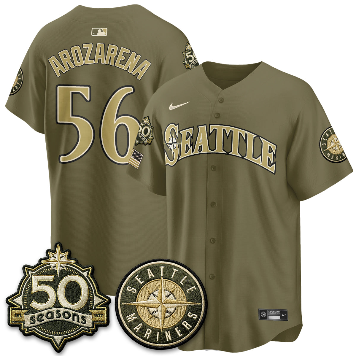 SEA New Era Olive 2026 Armed Forces Day Jersey - All Stitched-DTD