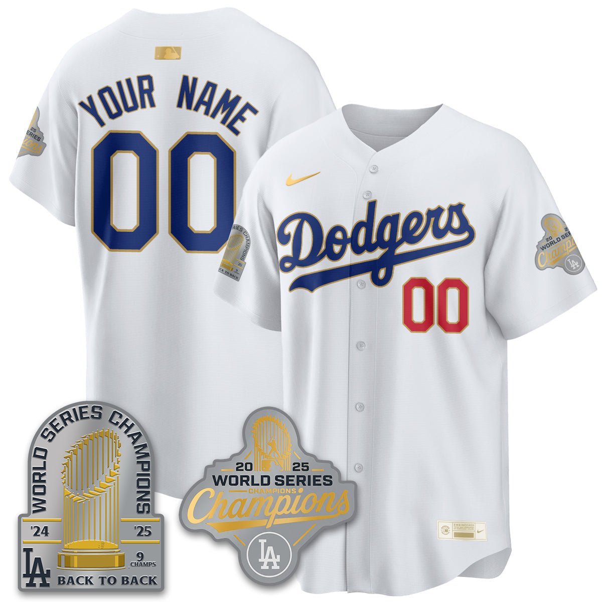 LAD Gold Collection Stadium Vapor Limited Custom Jersey - 9x Champs - All Stitched-DTD