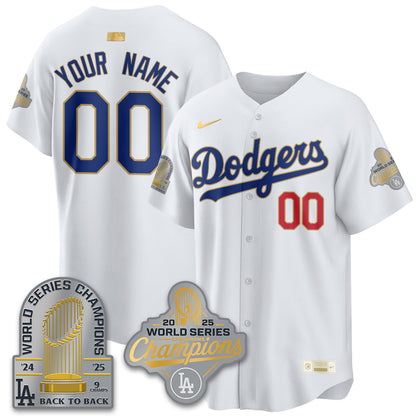 LAD Gold Collection Stadium Vapor Limited Custom Jersey - 9x Champs - All Stitched-DTD