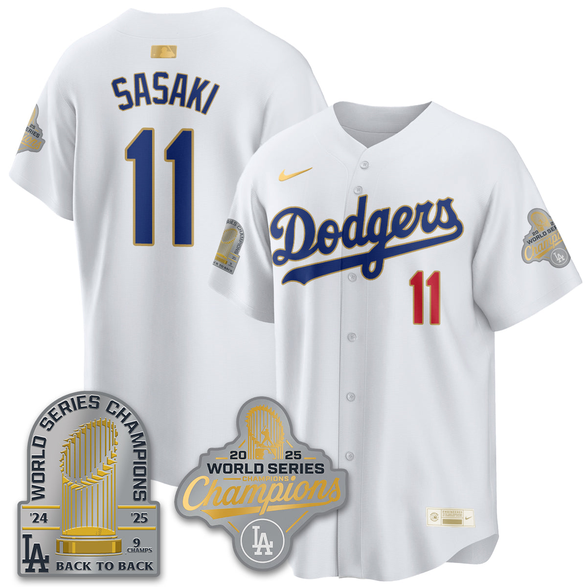 LAD Gold Collection Stadium Vapor Limited Jersey - 9x Champs - All Stitched-DTD