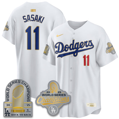 LAD Gold Collection Stadium Vapor Limited Jersey - 9x Champs - All Stitched-DTD