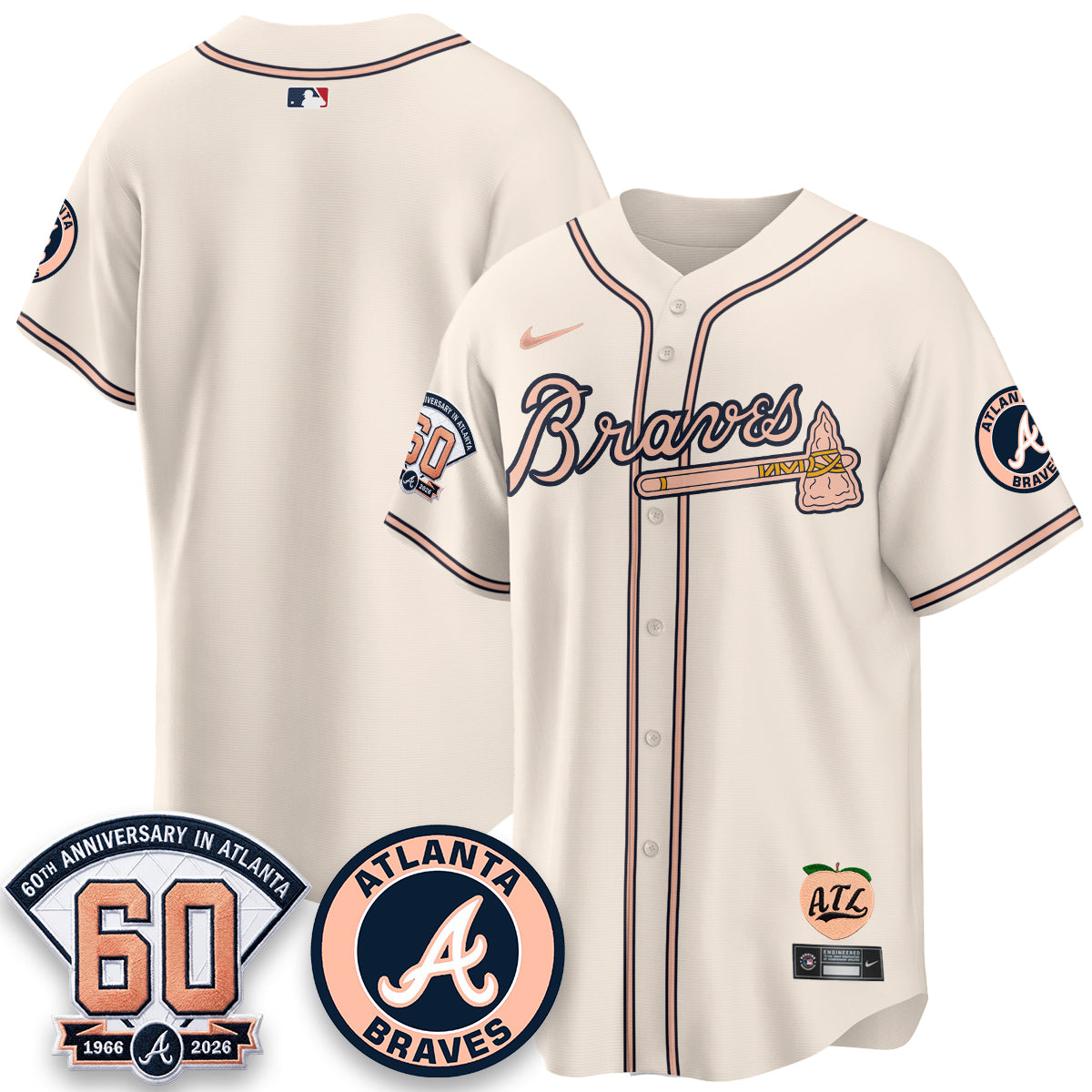 ATL 60th Anniversary Peach Edition Vapor Premier Limited Jersey - All Stitched-DTD