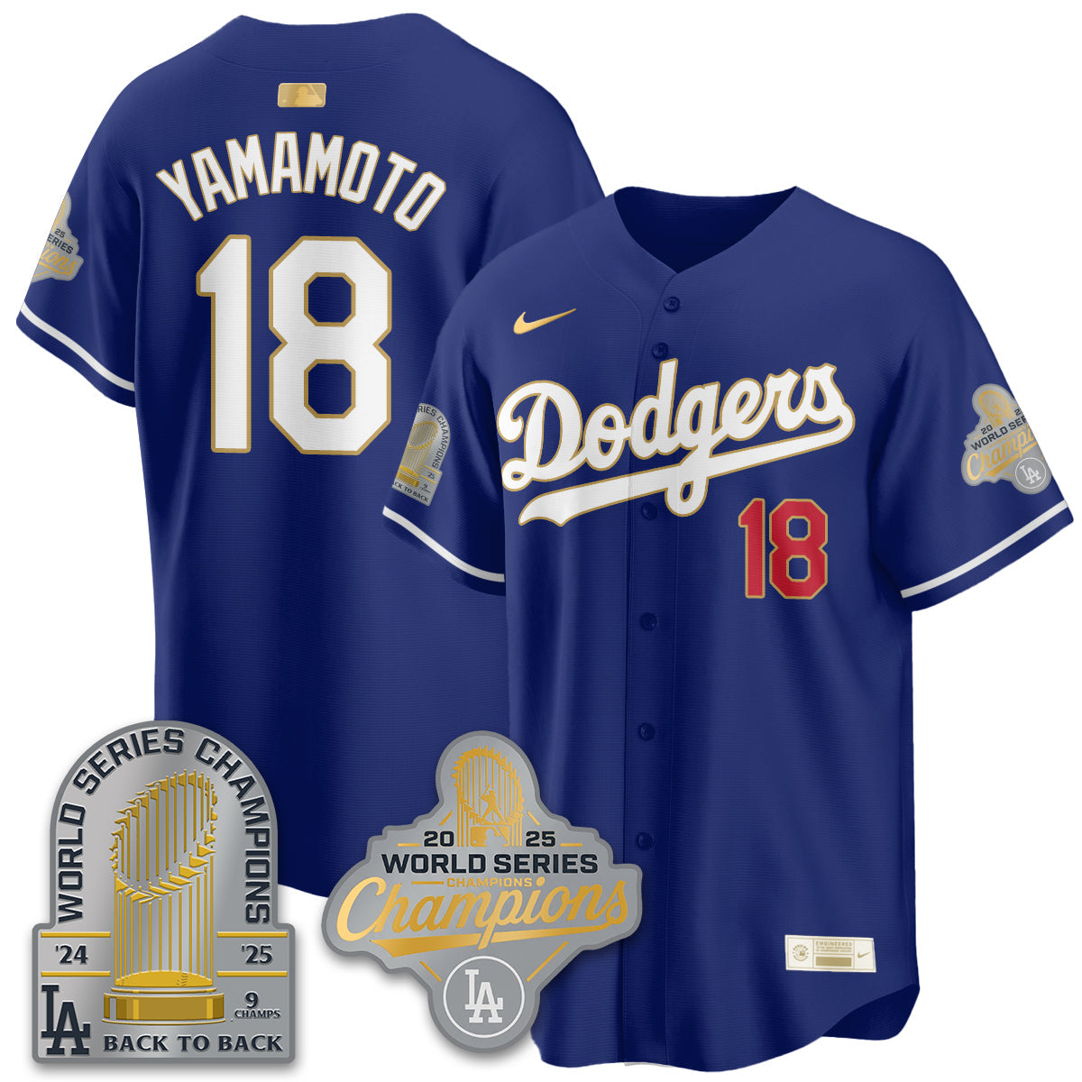 LAD Gold Collection Stadium Vapor Limited Jersey - 9x Champs - All Stitched-DTD