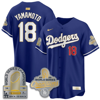 LAD Gold Collection Stadium Vapor Limited Jersey - 9x Champs - All Stitched-DTD