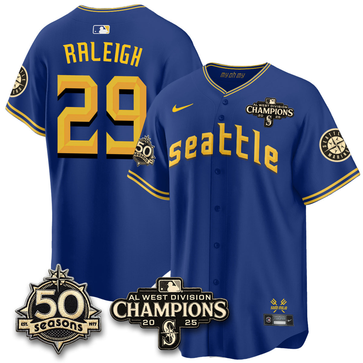 SEA Vapor Premier Limited Jersey - 50th Anniversary & AL West Division Champions - Steelheads Community Funds - All Stitched-DTD