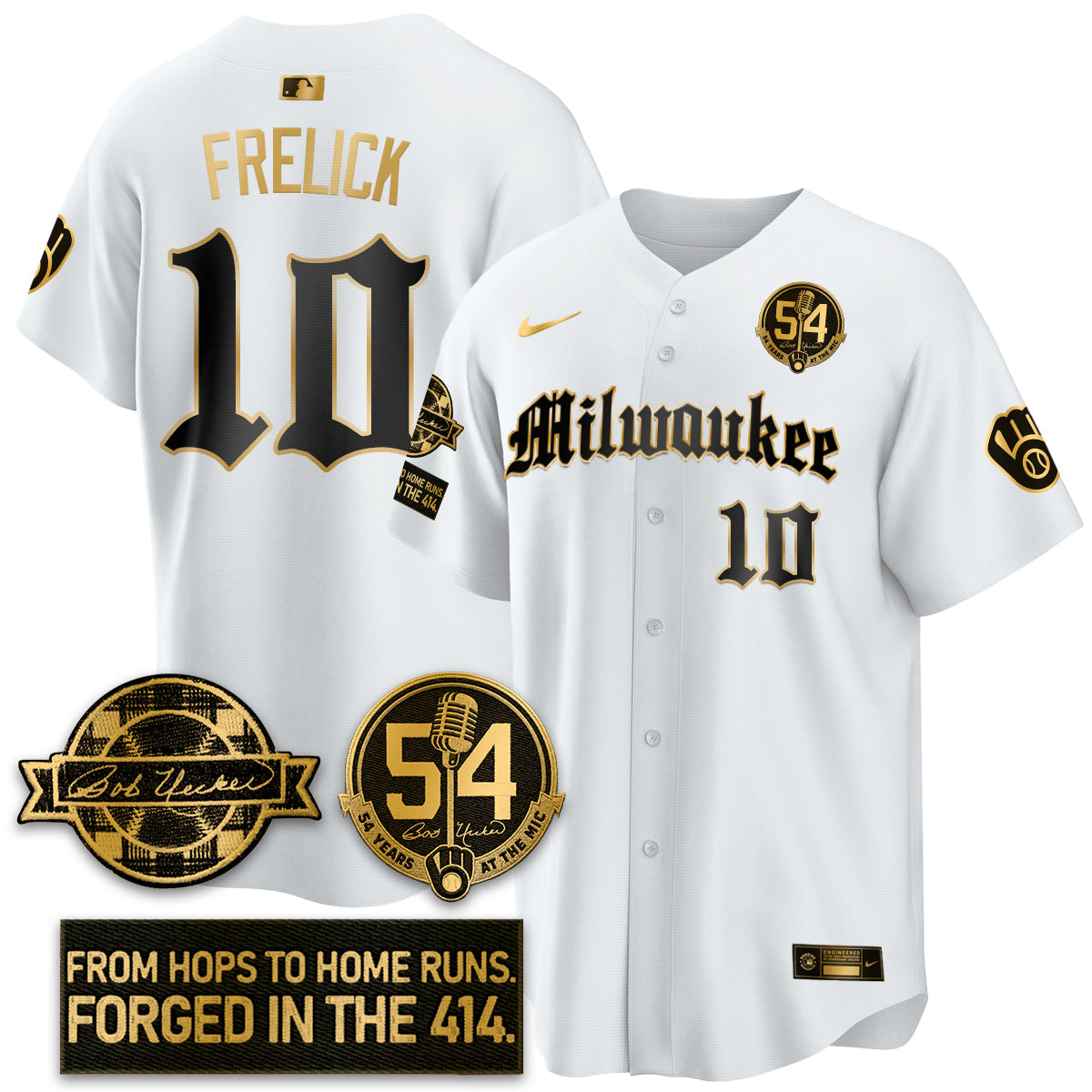 MIL Bob Uecker Patch Vapor Premier Limited Jersey - Gothic Edition - All Stitched-DTD