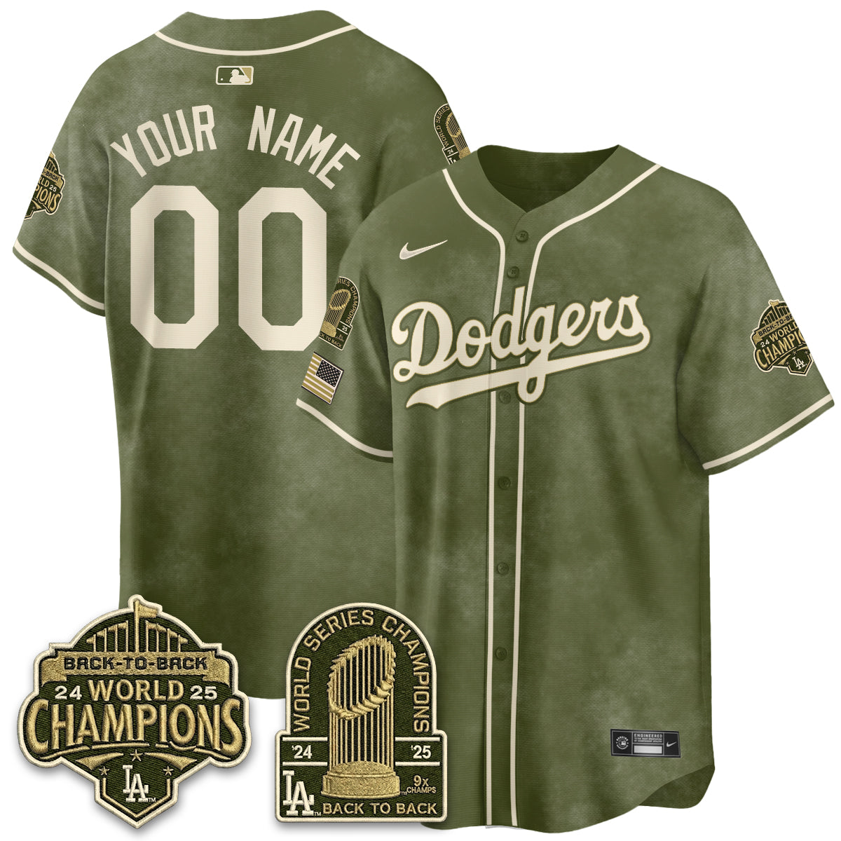 LAD New Era Olive 2026 Armed Forces Day Custom Jersey -All Stitched-DTD