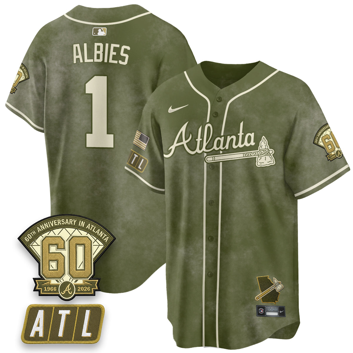 ATL New Era Olive 2026 Armed Forces Day Vapor Limited Jersey - All Stitched-DTD