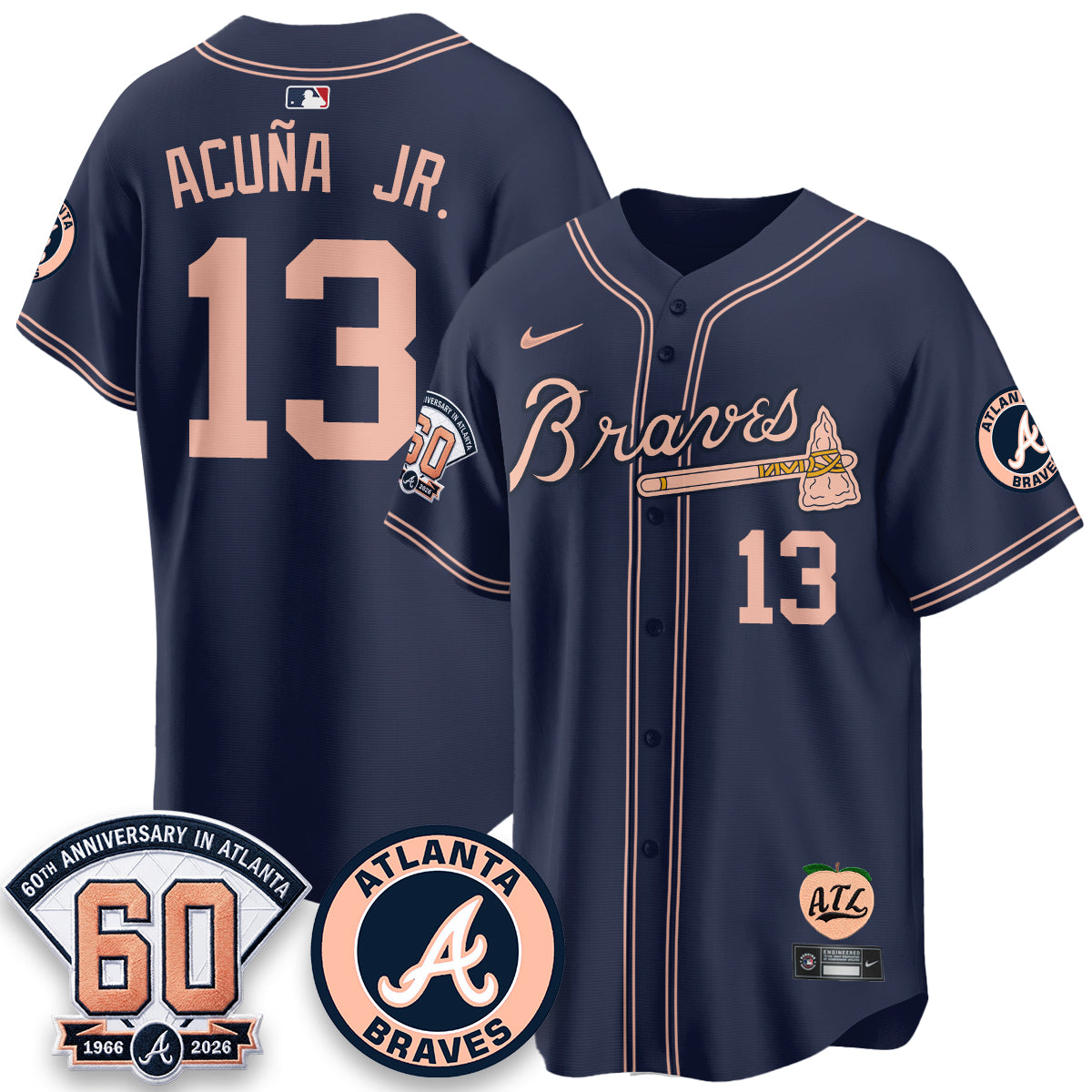 ATL 60th Anniversary Peach Edition Vapor Premier Limited Jersey - All Stitched-DTD