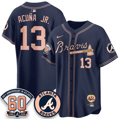 ATL 60th Anniversary Peach Edition Vapor Premier Limited Jersey - All Stitched-DTD