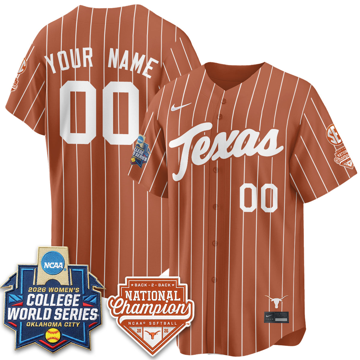 TEX Softball 2026 World Series (WCWS) Vapor Premier Limited Custom Jersey - B2B Champs - All Stitched-DTD