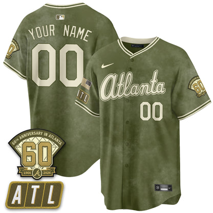 ATL New Era Olive 2026 Armed Forces Day Vapor Limited Custom Jersey - All Stitched-DTD