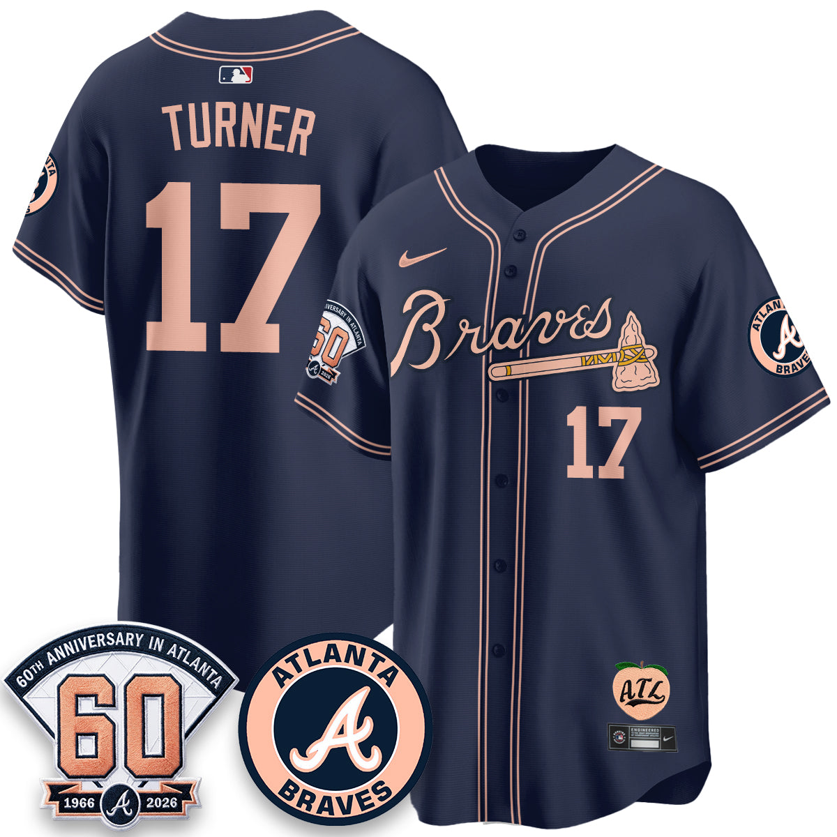 ATL 60th Anniversary Peach Edition Vapor Premier Limited Jersey - All Stitched-DTD