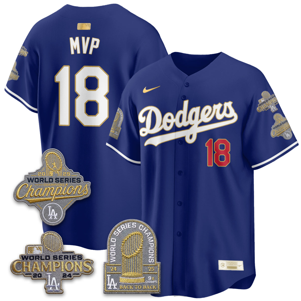 LAD Gold Collection Stadium Vapor Limited Jersey - Back to Back 9x Champs - All Stitched-DTD