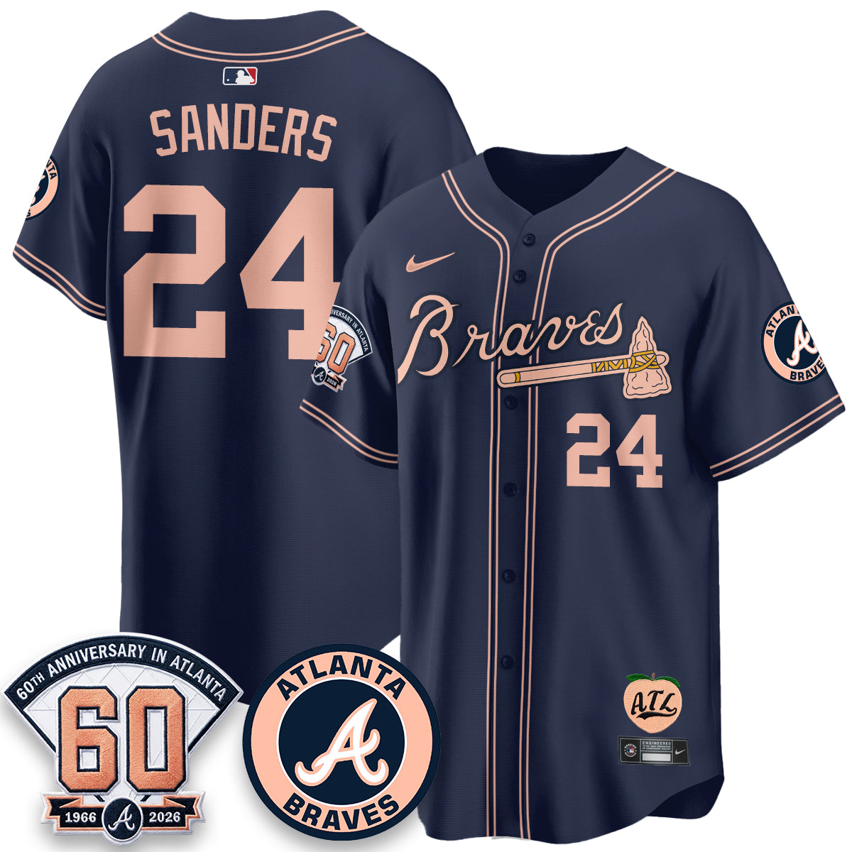 ATL 60th Anniversary Peach Edition Vapor Premier Limited Jersey - All Stitched-DTD