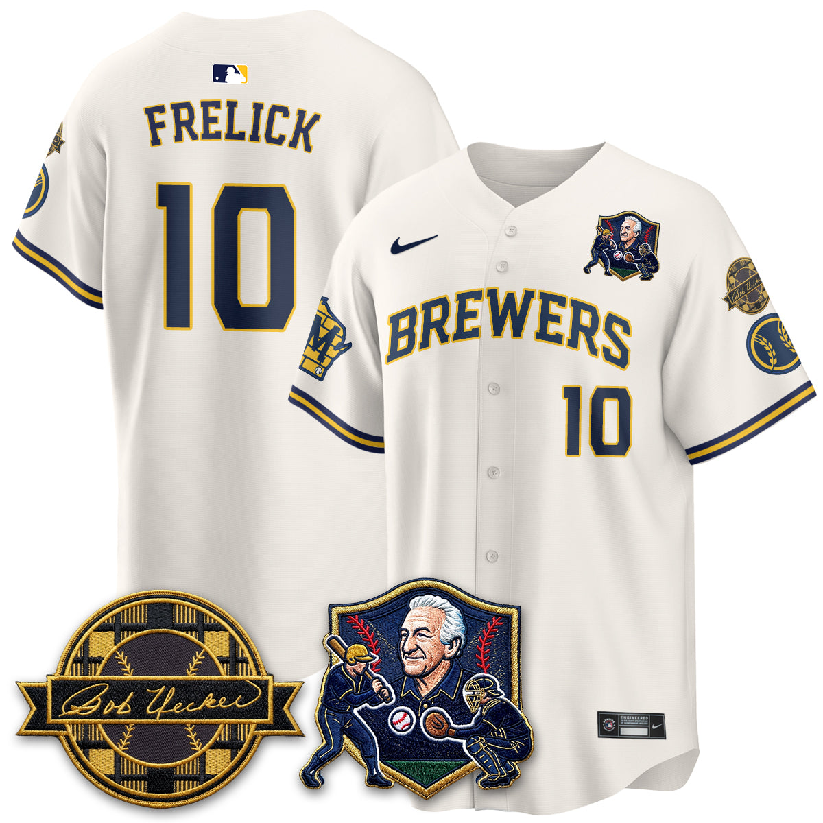 MIL Bob Uecker - 54 Seasons for Brewers' Vapor Limited Gold Jersey - All Stitched-DTD