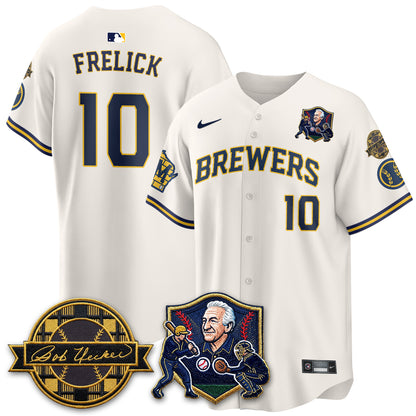 MIL Bob Uecker - 54 Seasons for Brewers' Vapor Limited Gold Jersey - All Stitched-DTD