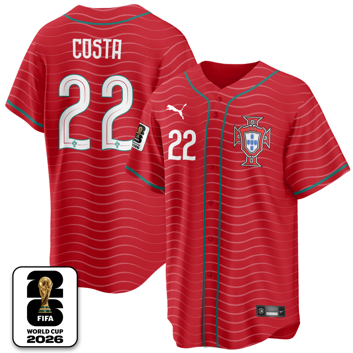 Portugal Soccer National Team x Baseball Vapor Limited Jersey - Stitched-DTD