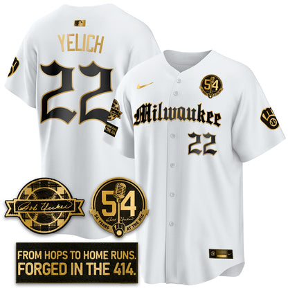 MIL Bob Uecker Patch Vapor Premier Limited Jersey - Gothic Edition - All Stitched-DTD
