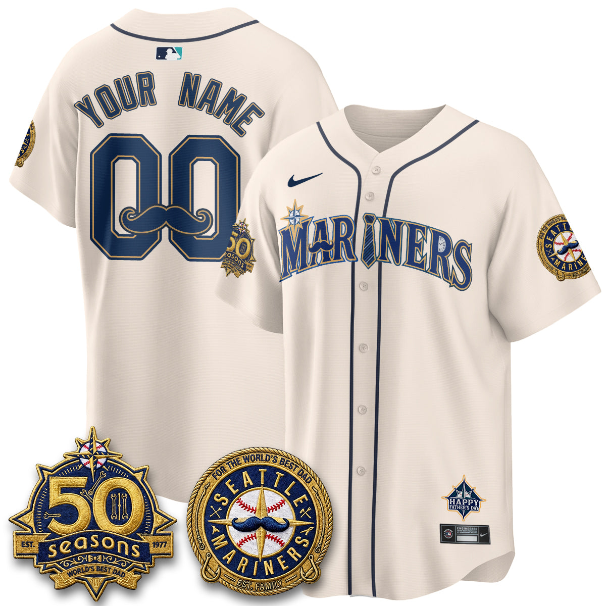 SEA Happy Father's Day Vapor Custom Jersey - Stitched-DTD