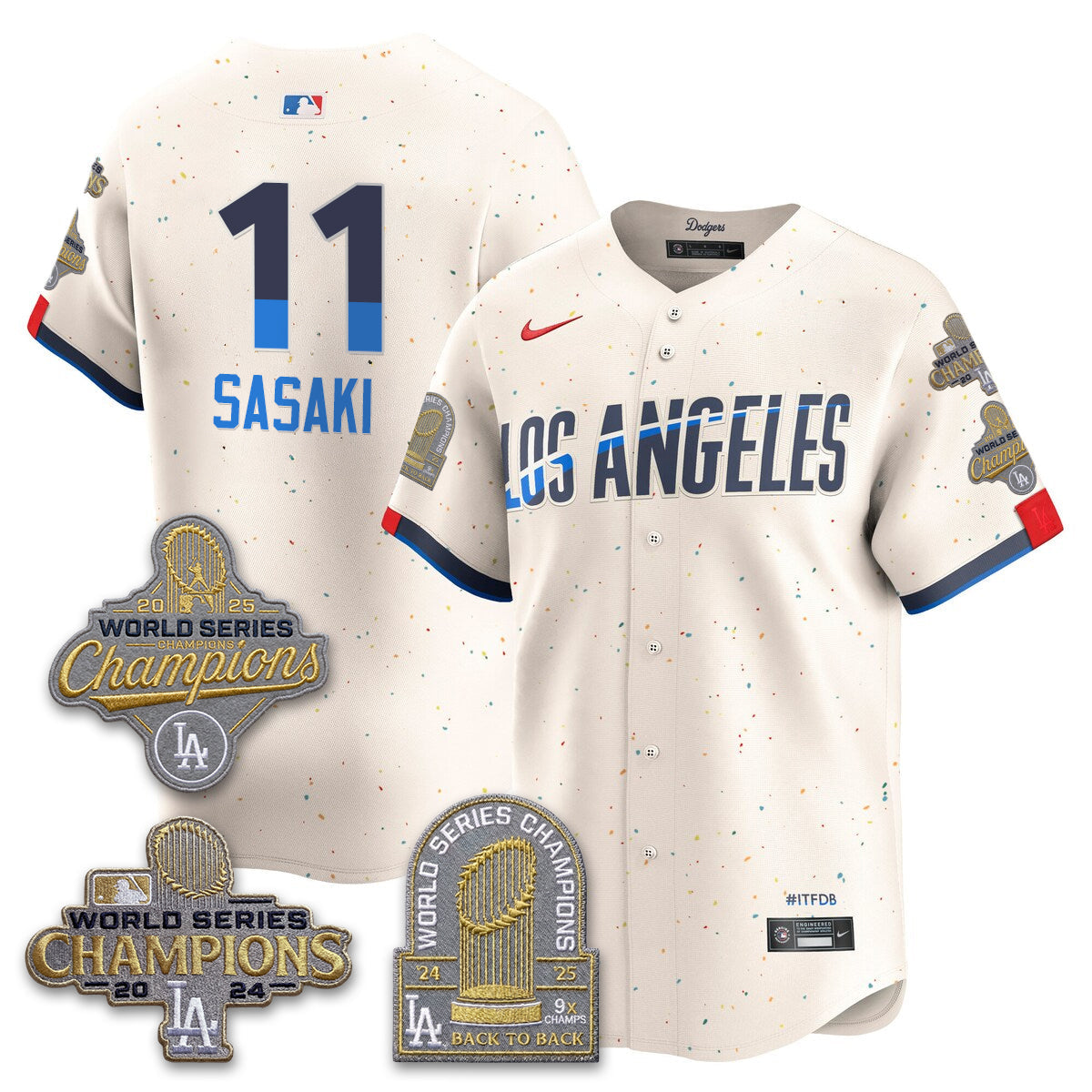LAD Gold Collection Stadium Vapor Limited Jersey - Back to Back 9x Champs - All Stitched-DTD
