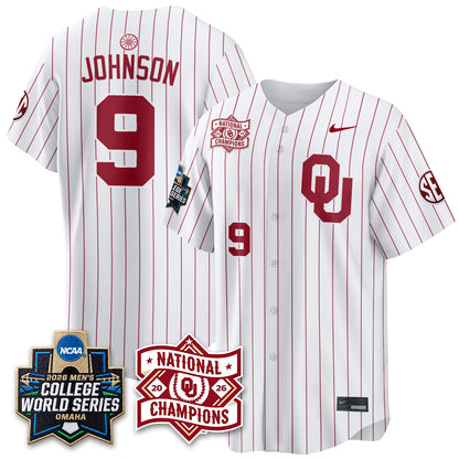 OU 2026 NCAA Baseball College World Series Champions Vapor Jersey - Stitched-DTD