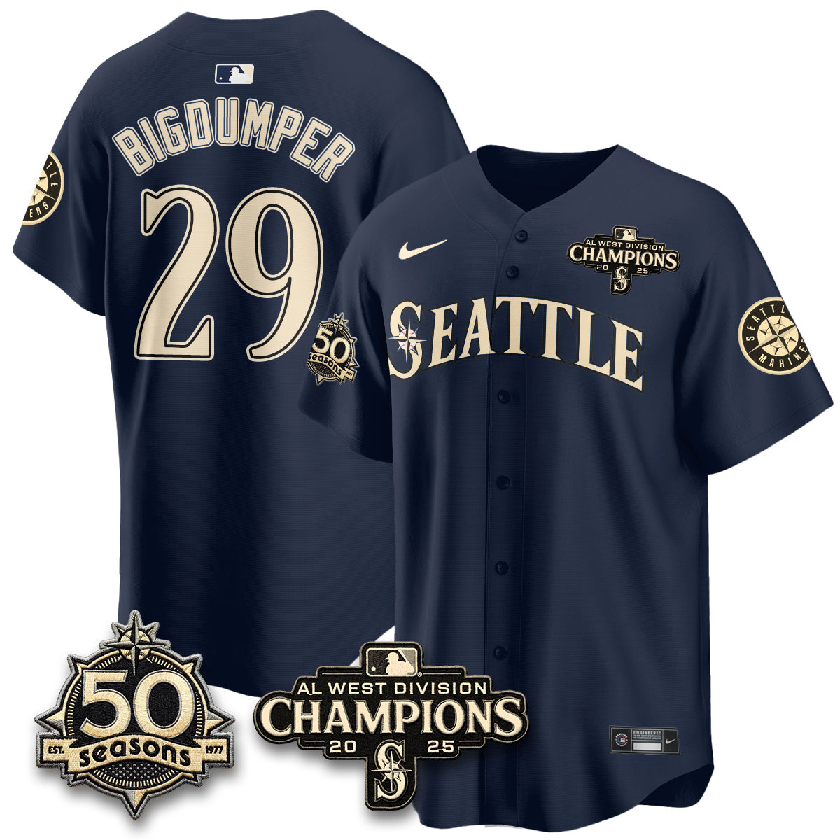 SEA Vapor Premier Limited Jersey - 50th Anniversary & AL West Division Champions - Steelheads Community Funds - All Stitched-DTD