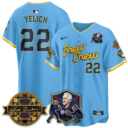 MIL Bob Uecker - 54 Seasons for Brewers' Vapor Limited Gold Jersey - All Stitched-DTD