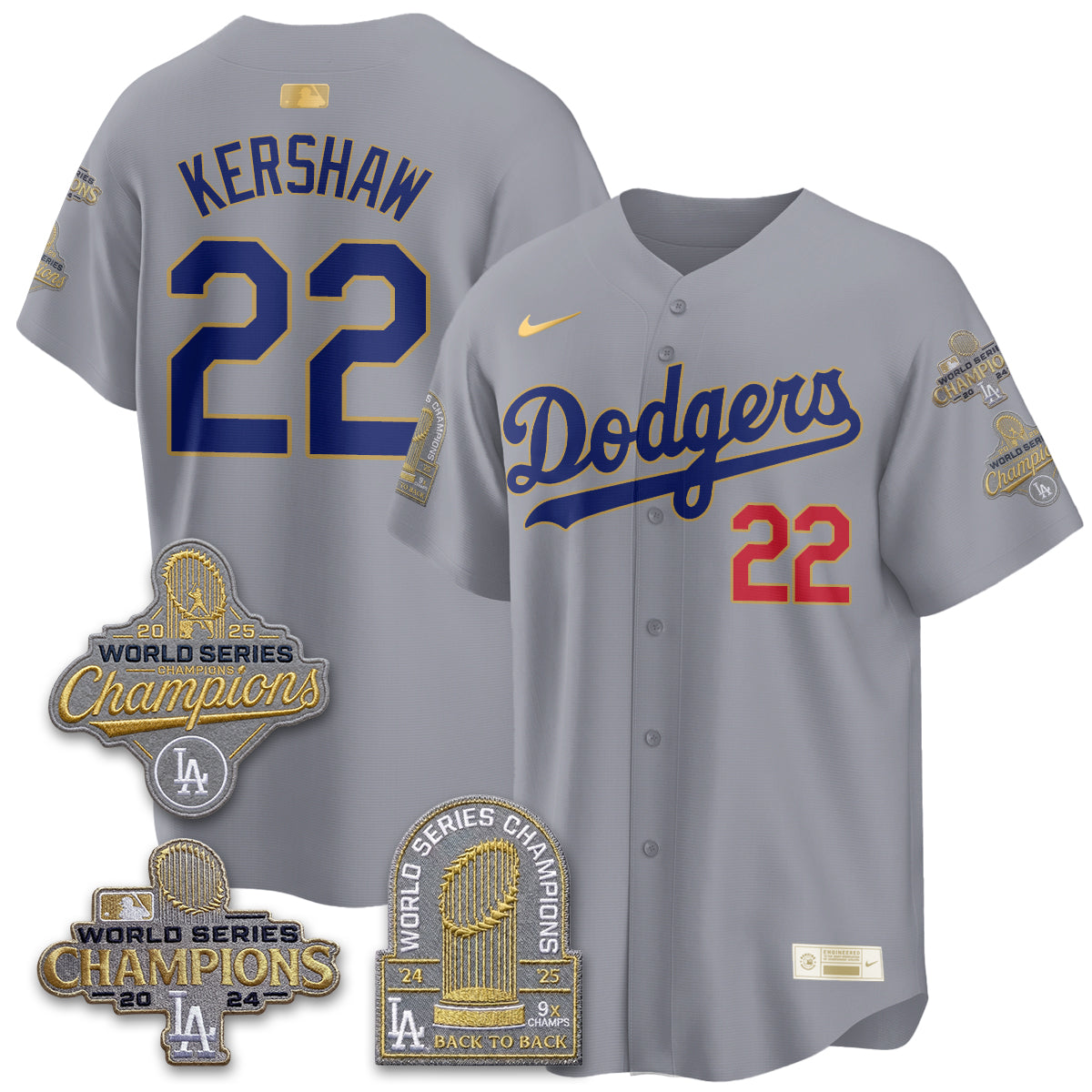 LAD Gold Collection Stadium Vapor Limited Jersey - Back to Back 9x Champs - All Stitched-DTD