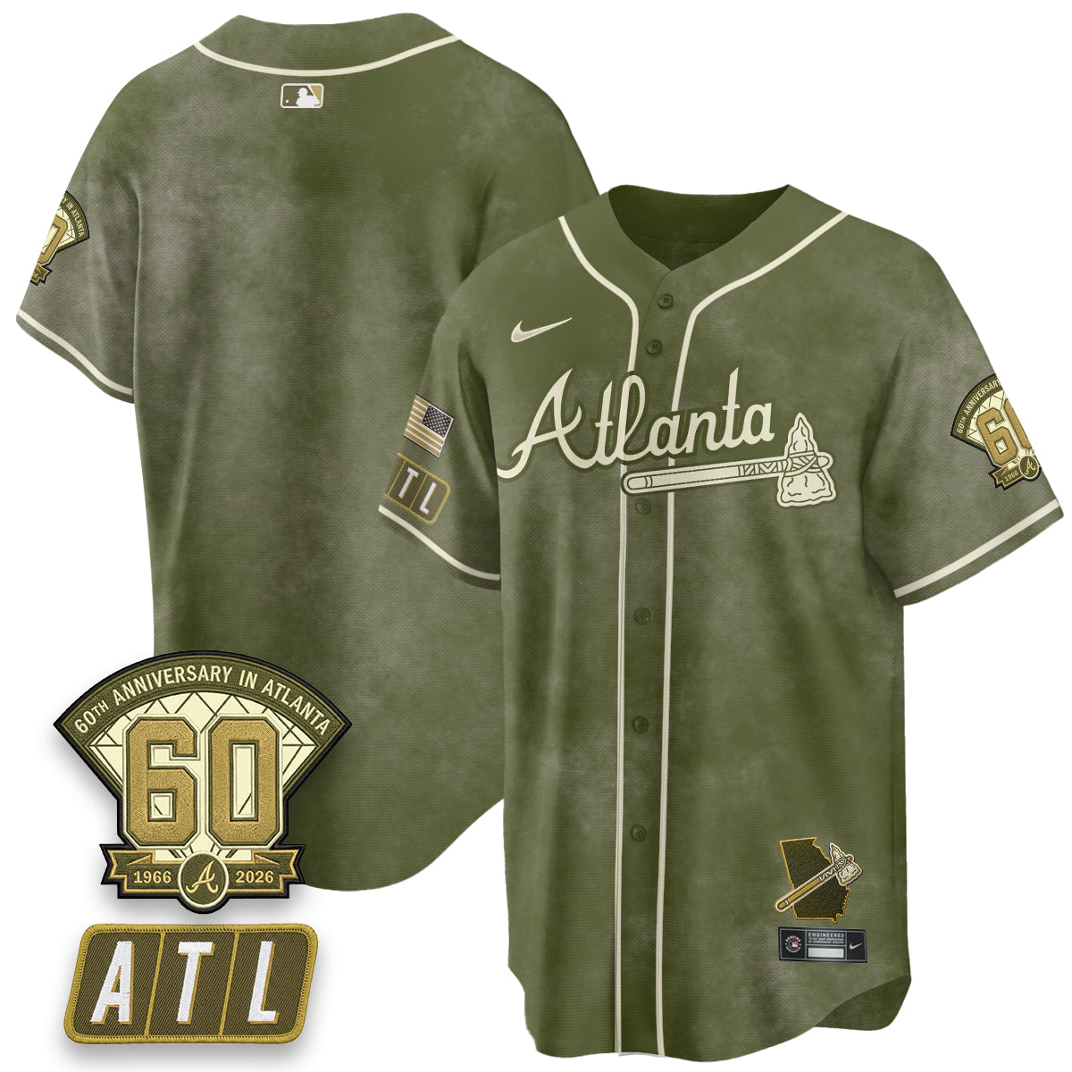 ATL New Era Olive 2026 Armed Forces Day Vapor Limited Jersey - All Stitched-DTD