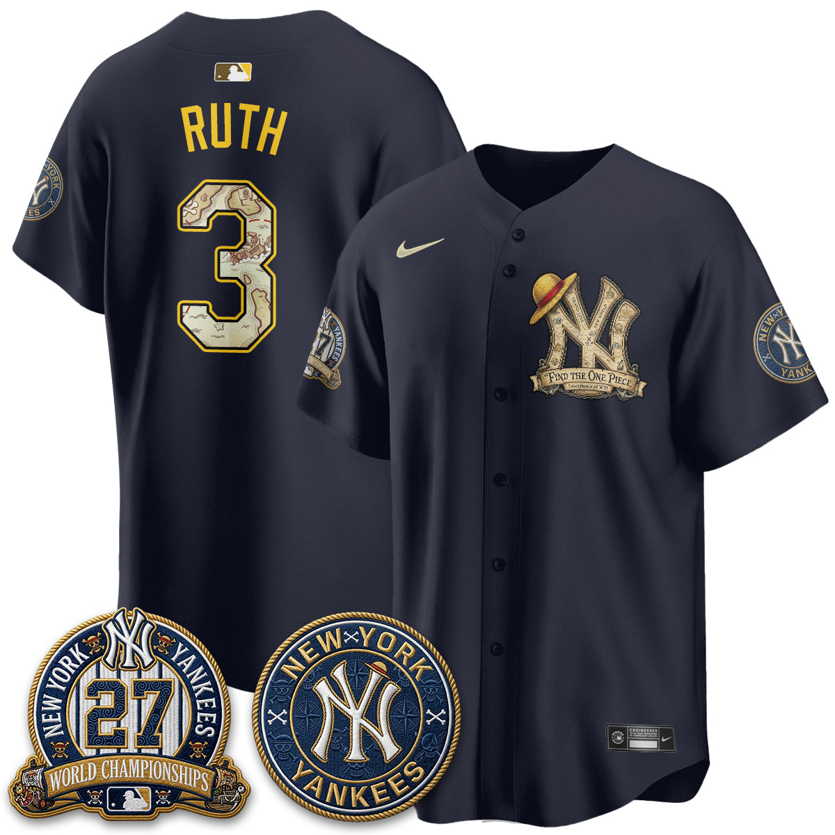 NYY x OP Japanese Cartoon Limited Jersey -  Stitched-DTD