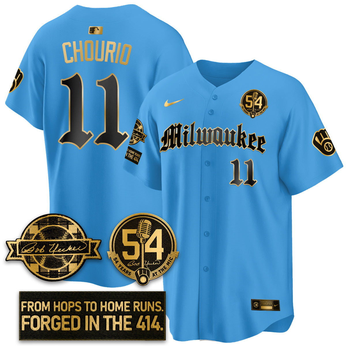 MIL Bob Uecker Patch Vapor Premier Limited Jersey - Gothic Edition - All Stitched-DTD