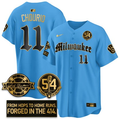 MIL Bob Uecker Patch Vapor Premier Limited Jersey - Gothic Edition - All Stitched-DTD