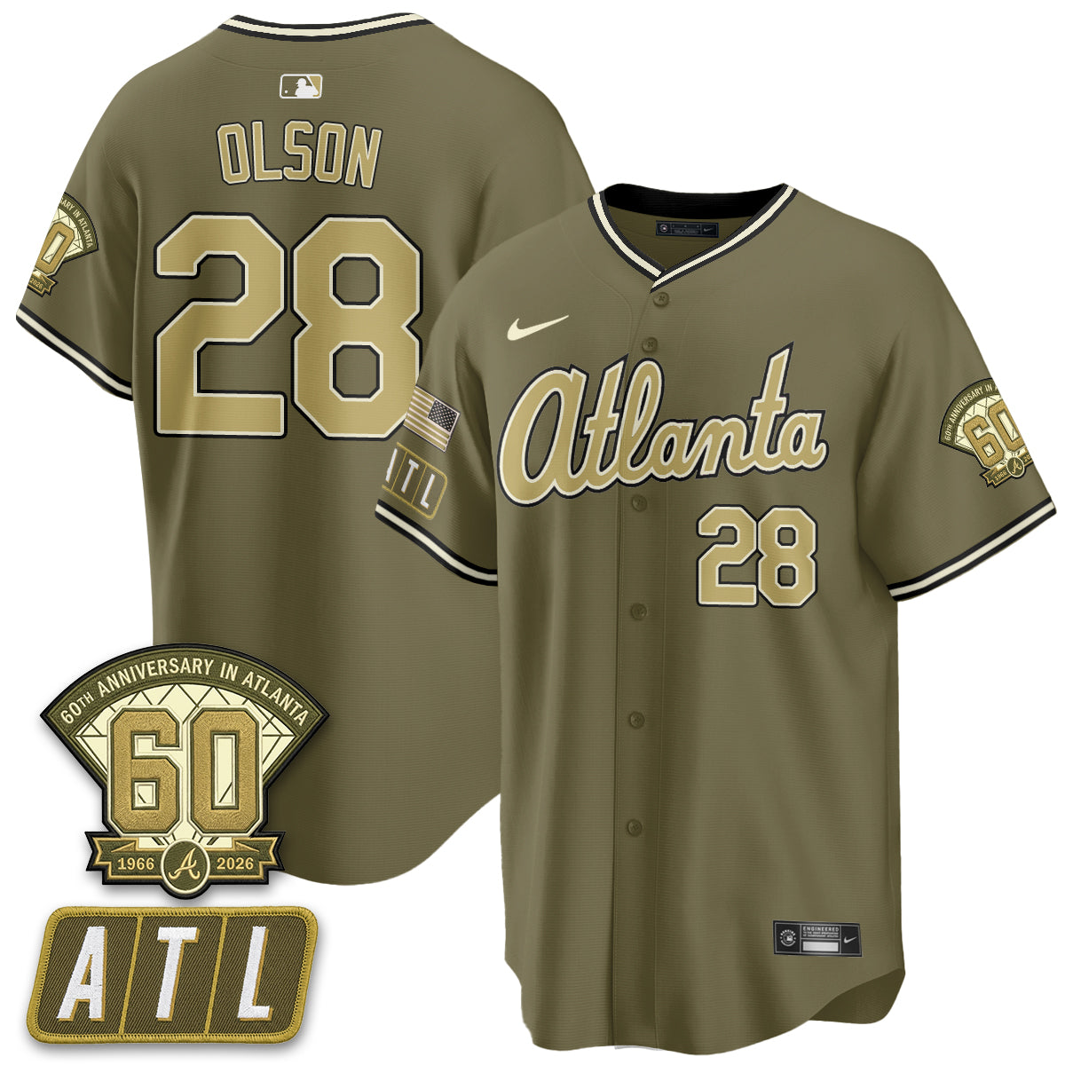 ATL New Era Olive 2026 Armed Forces Day Vapor Limited Jersey - All Stitched-DTD