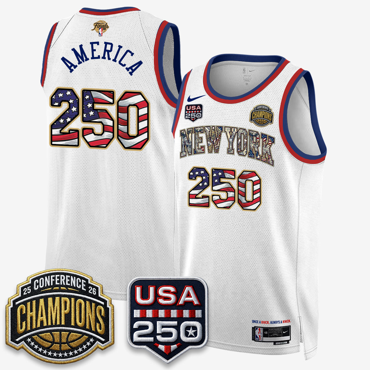 NYK 2026 NBA Eastern Conference Champions x Fourth of July Vapor Jersey - Stitched-DTD