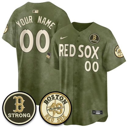 BOS New Era Olive 2026 Armed Forces Day Custom Jersey - All Stitched-DTD